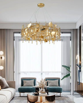 Gold Geometrical Lines Ceiling 6-Light Chandelier - The Decor Kart 