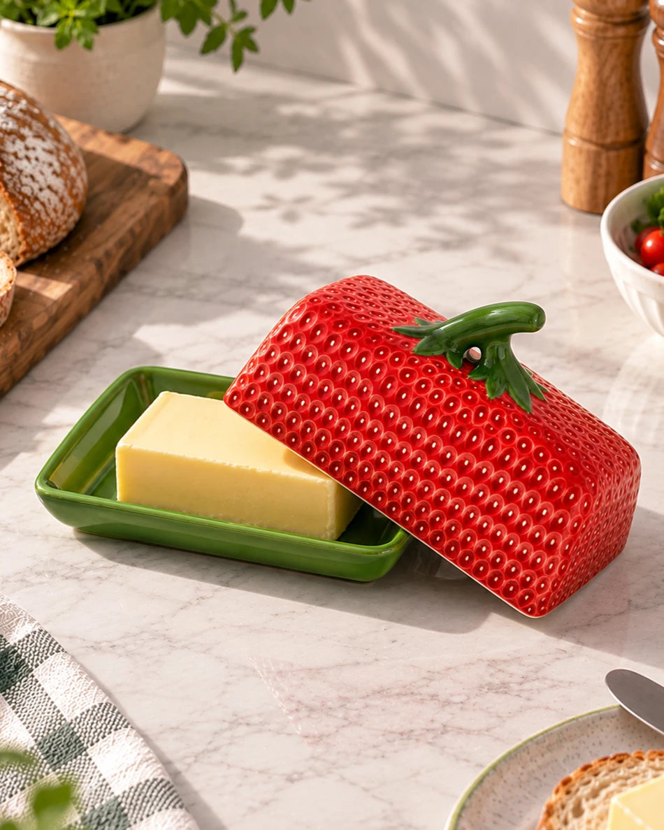 Berry Bliss Butter Dish - Red