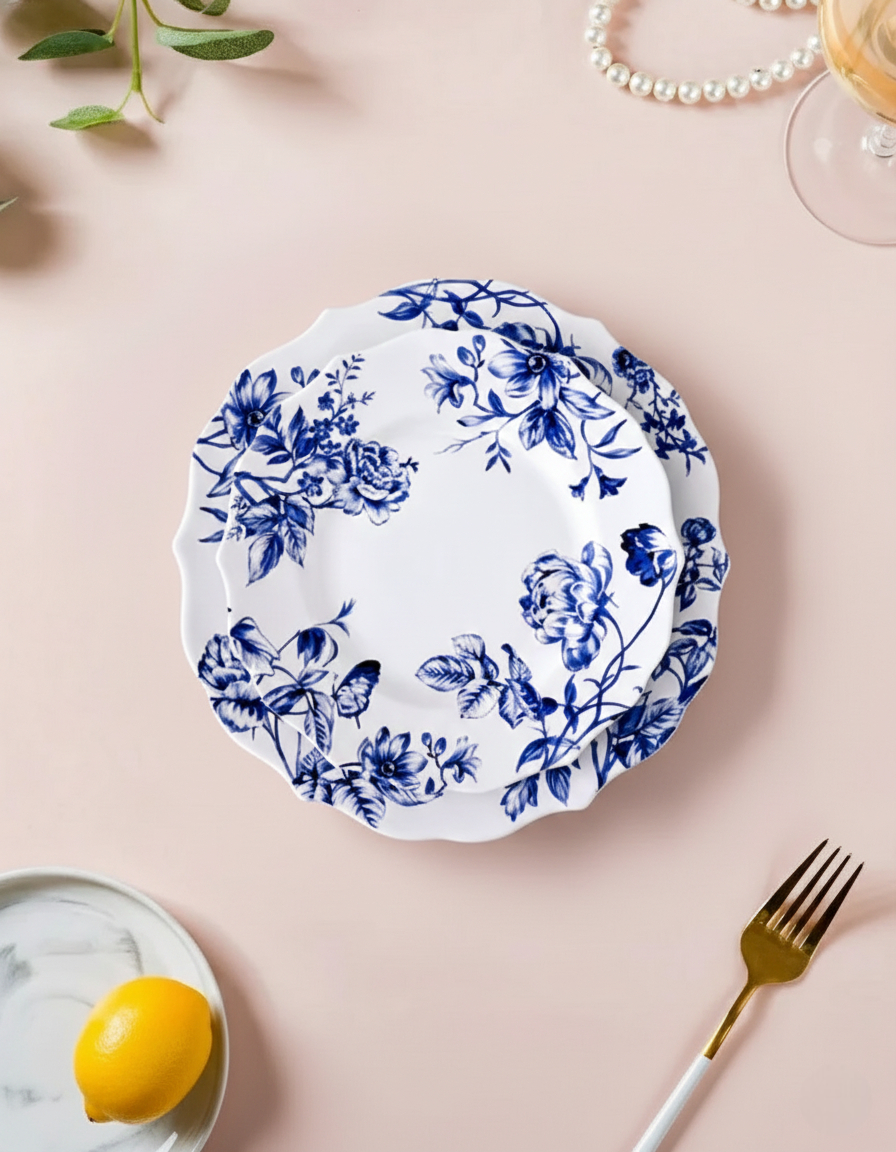 Blue & White Floral Elegance Dinner Plate 