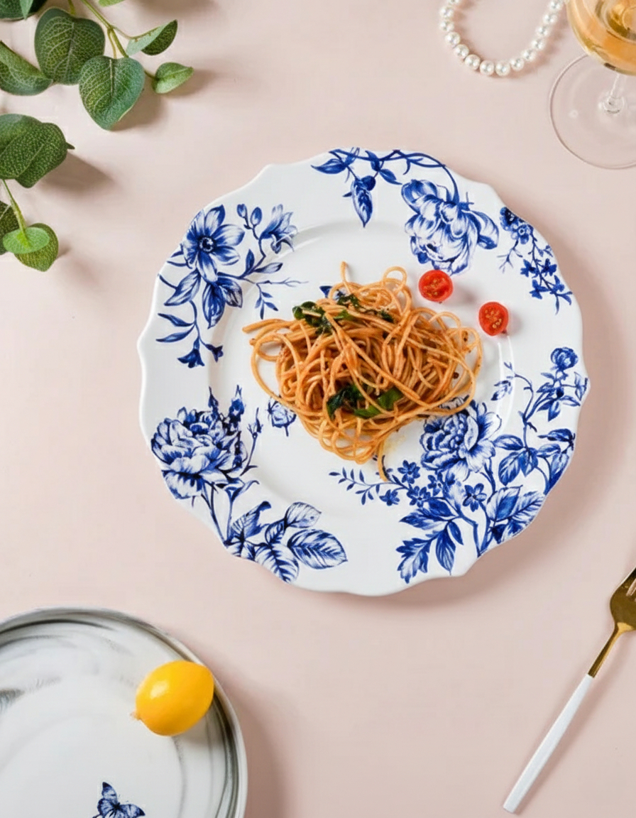 Blue & White Floral Elegance Dinner Plate 