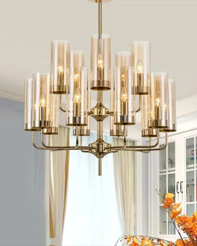 Mid-Century Golden glass chandelier - Amber 