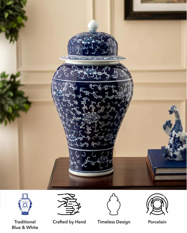 Decadent - Blue & White Temple Jar