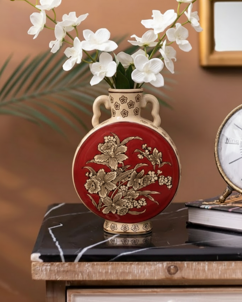 Scarlet Blossom Moon Vase 