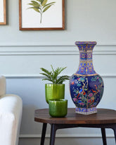 Midnight Bird Motifs Cloisonné Vase - Blue 