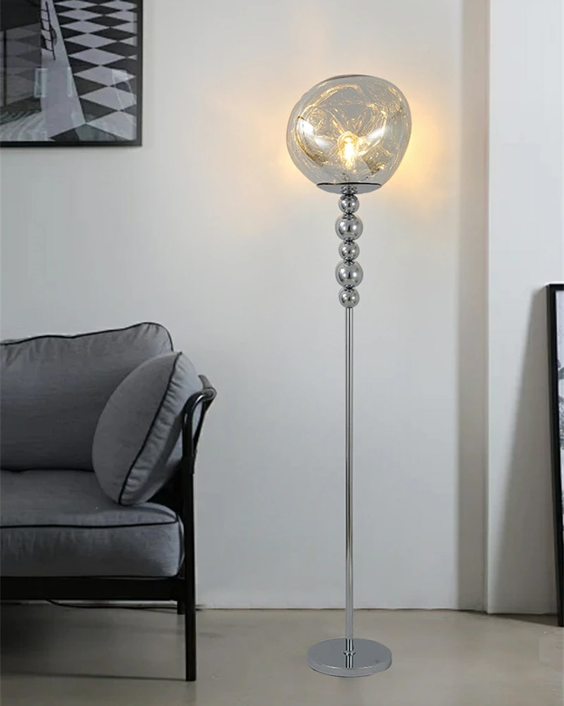Cosmo Sphere Floor Lamp - Silver 