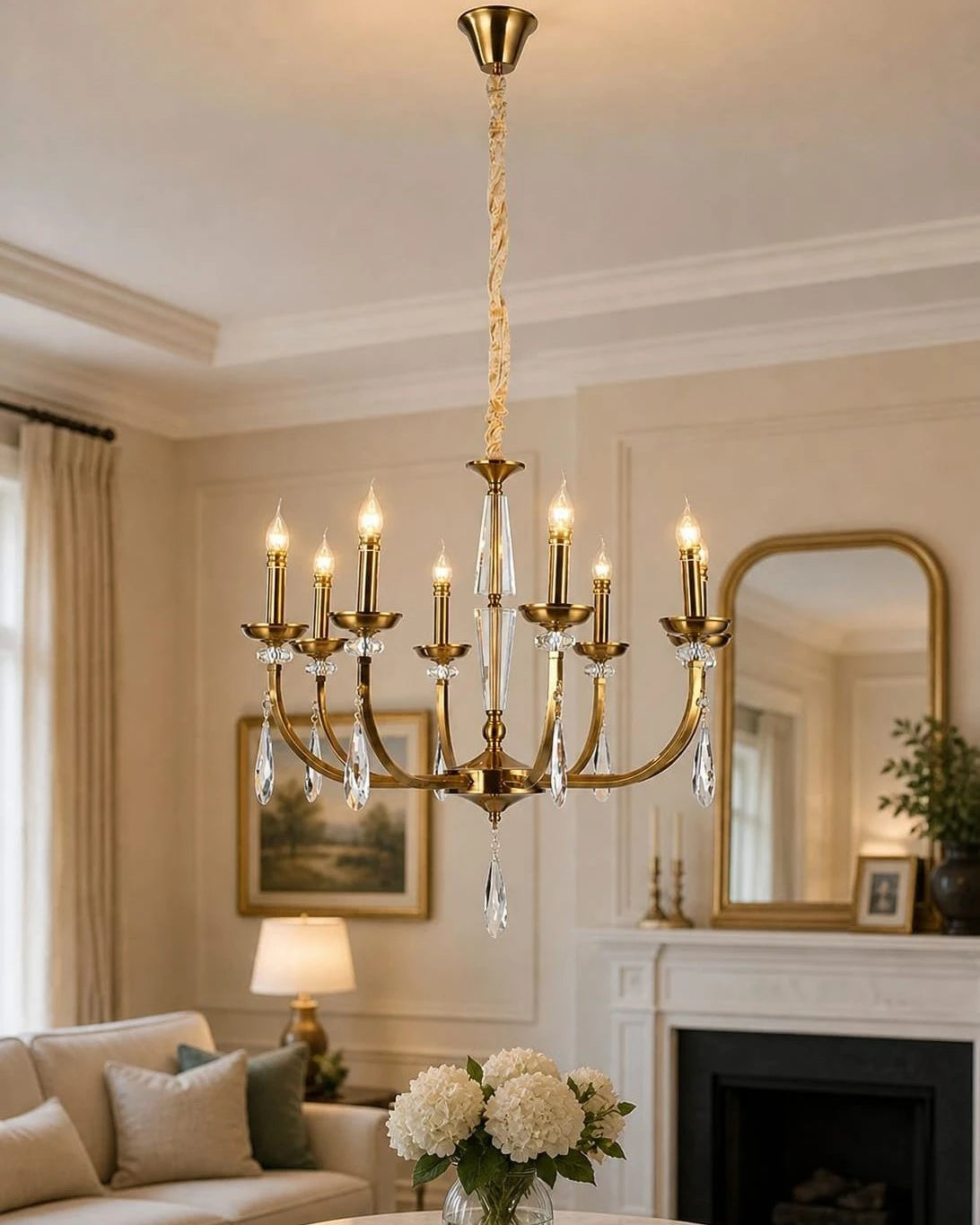 Elegant Curved Arm Ceiling Chandelier - 8 Lights