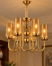 Modern Regency Glass Cylinder Chandelier