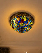 Sapphire Grape Flush Mount Tiffany Chandelier