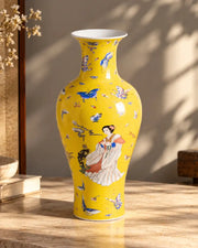 Golden Yellow Butterfly & Lady Vase