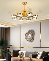 Majestic Gleam Retractable Ceiling Fan + Chandelier Light (with Remote Control) 