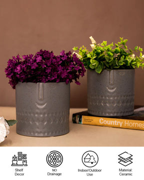 Faceted Ceramic Mini Planters - Set of 2 - The Decor Kart 