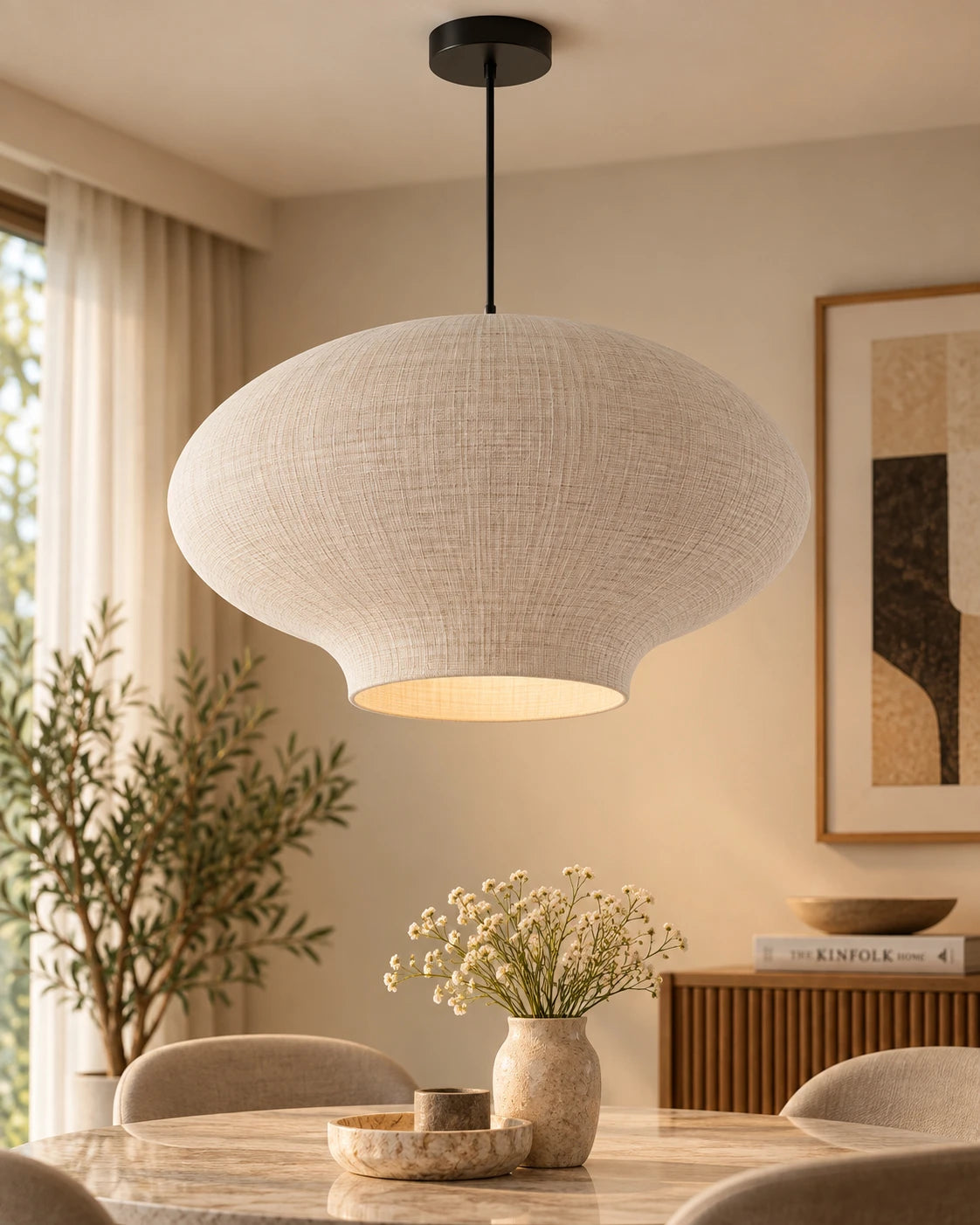 Liora Linen Dome Pendant Light