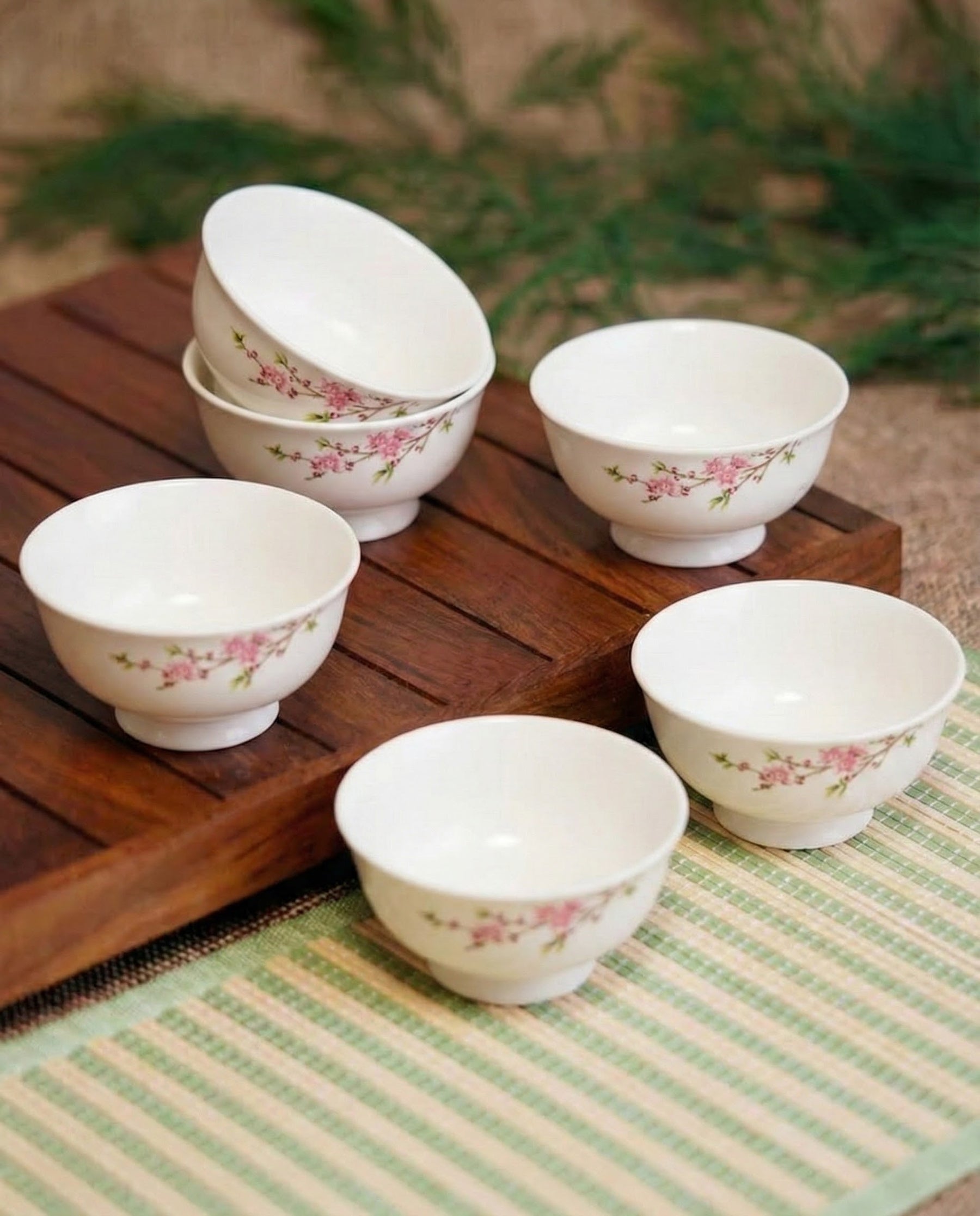 Cherry Blossom Bone China Serving Bowl - Set Of 2 