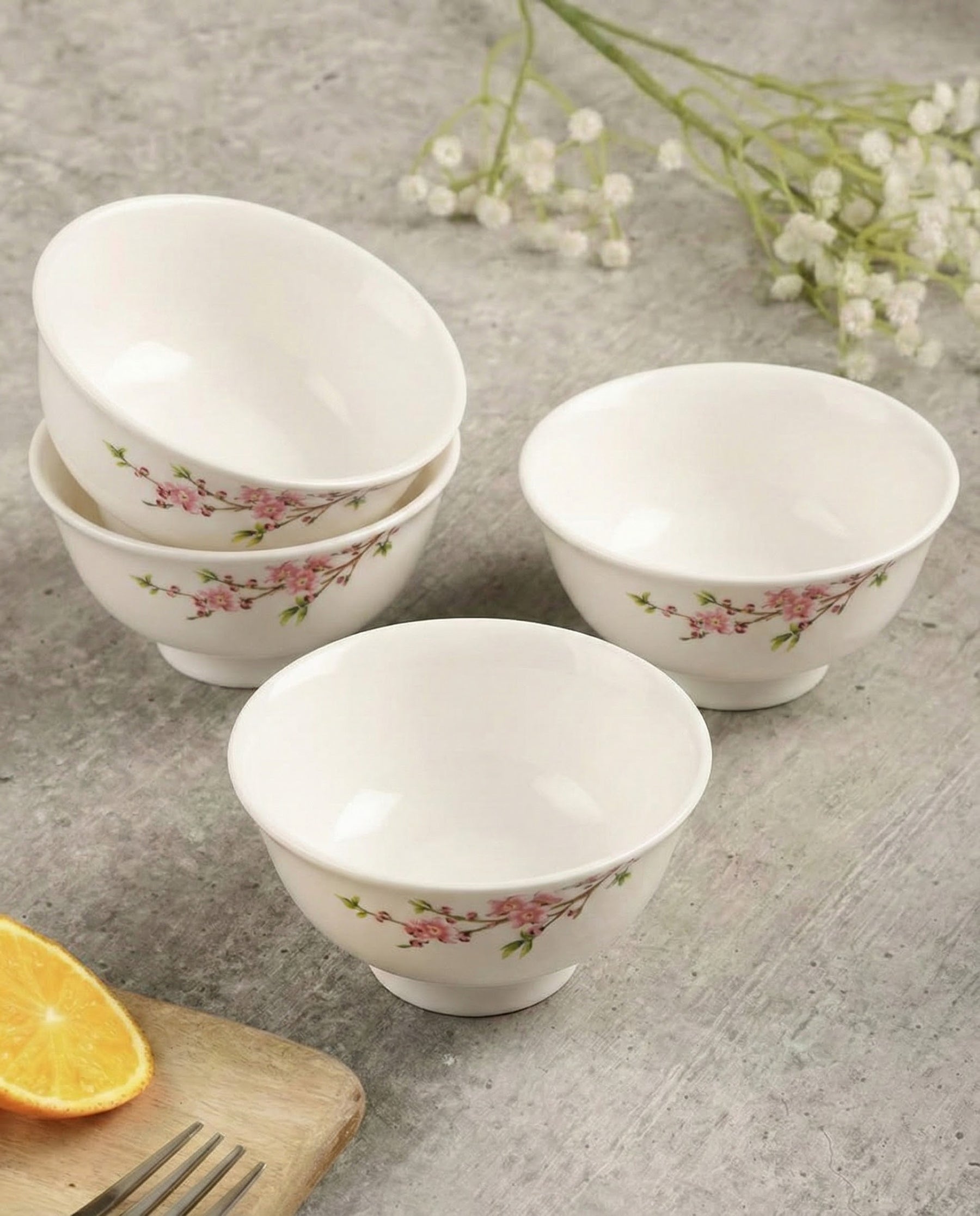 Cherry Blossom Bone China Serving Bowl - Set Of 2 