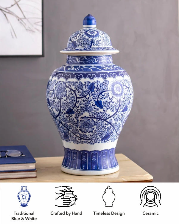 Oversized Classic Blue & White Temple Jar