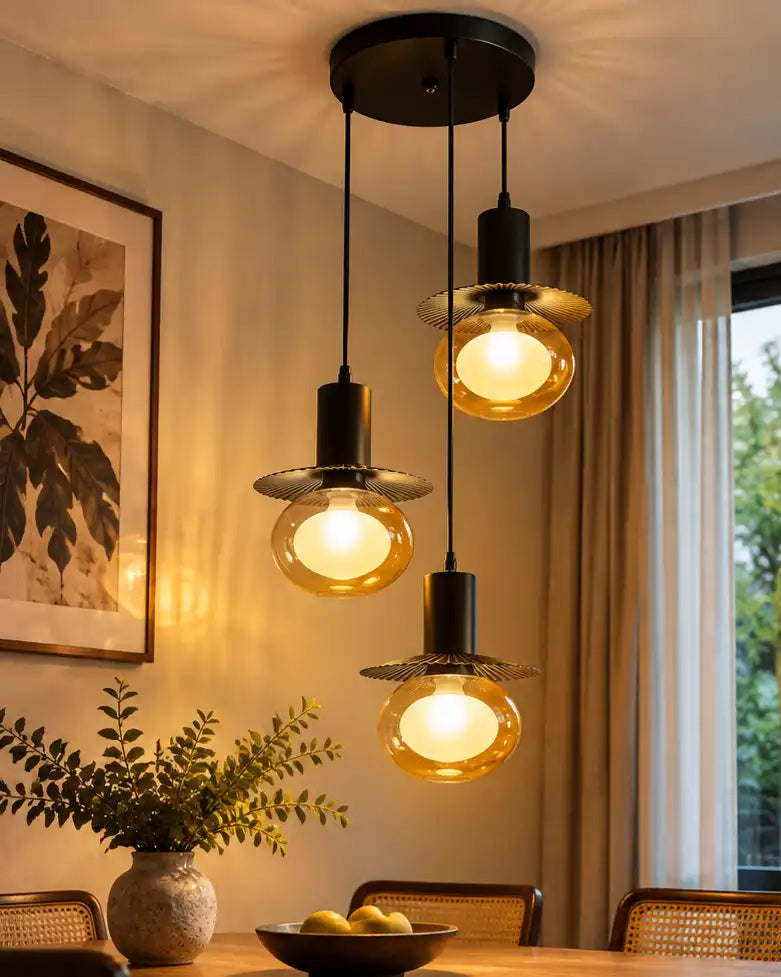 Auralis Halo Crest Triple Pendant Light