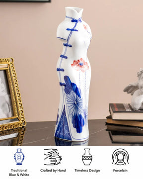 floral Hand Printed Lady Dress Vase - Large