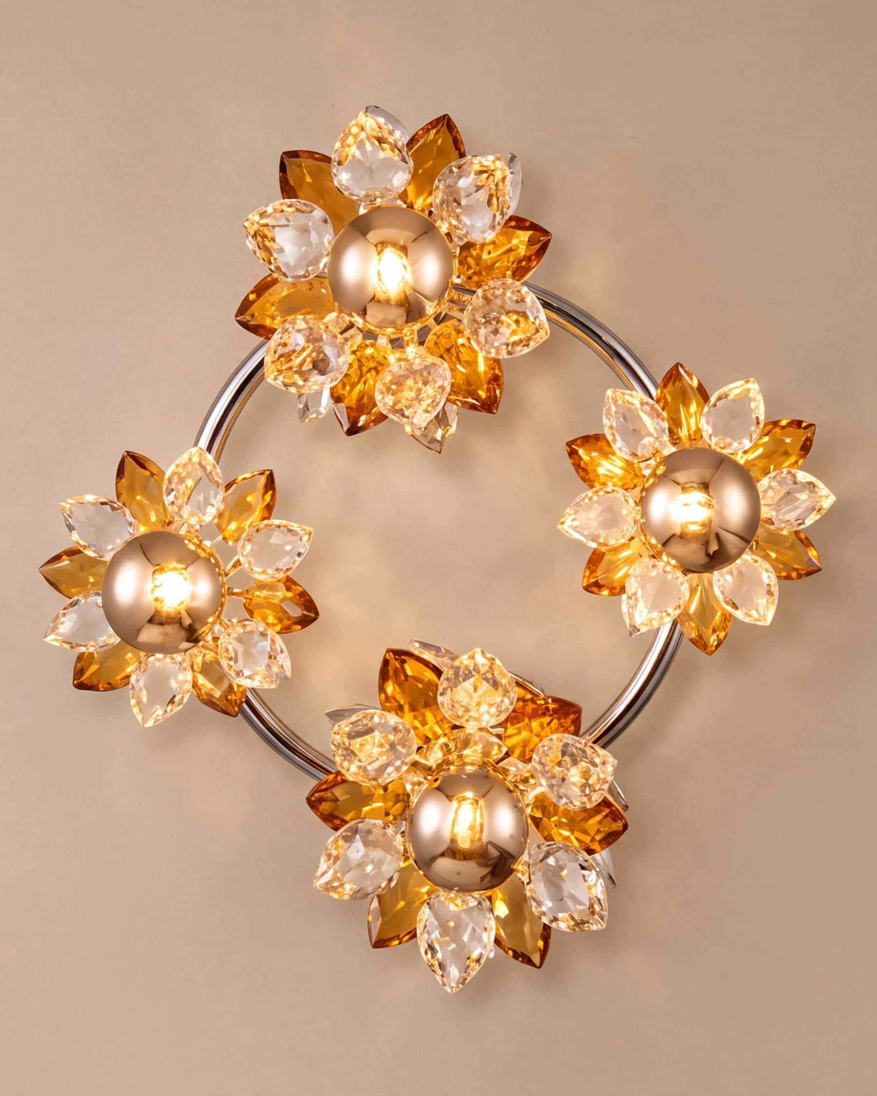 Crystal Floral Ring LED Wall Light 