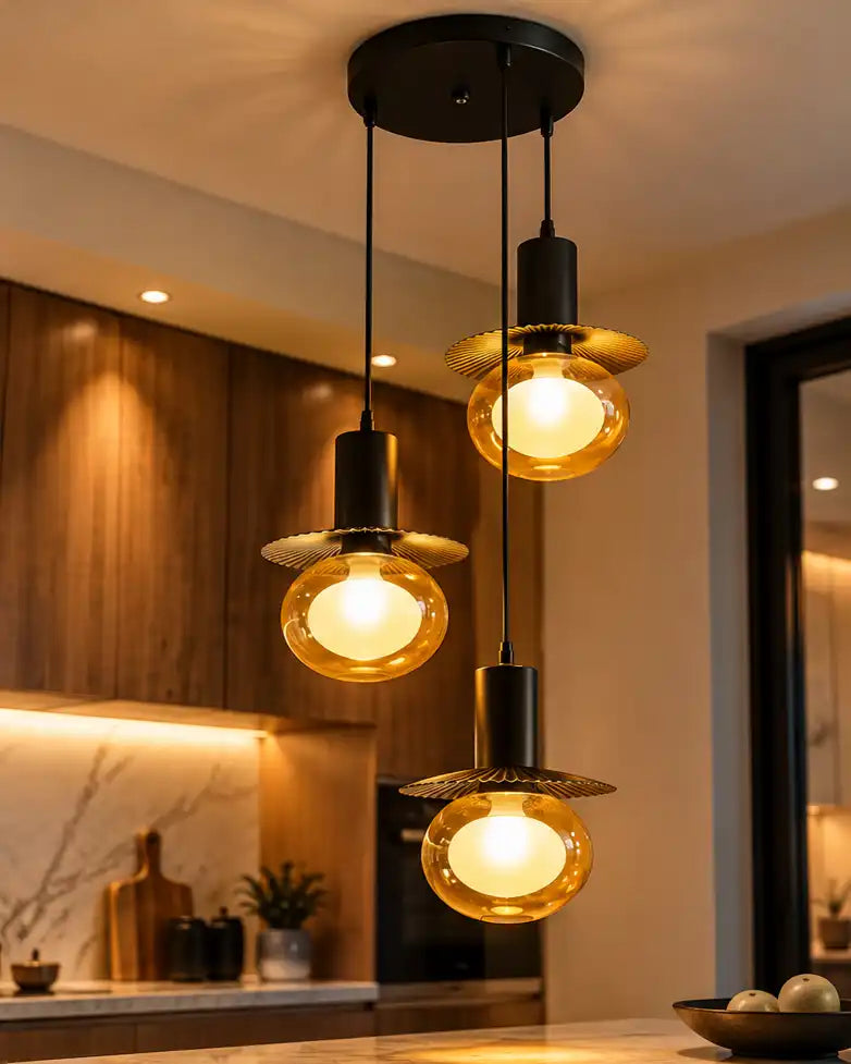Auralis Halo Crest Triple Pendant Light