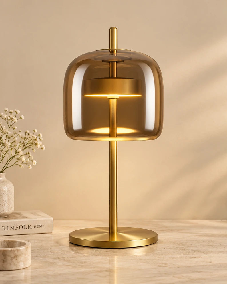 Aurelio Amber Glass Table Lamp