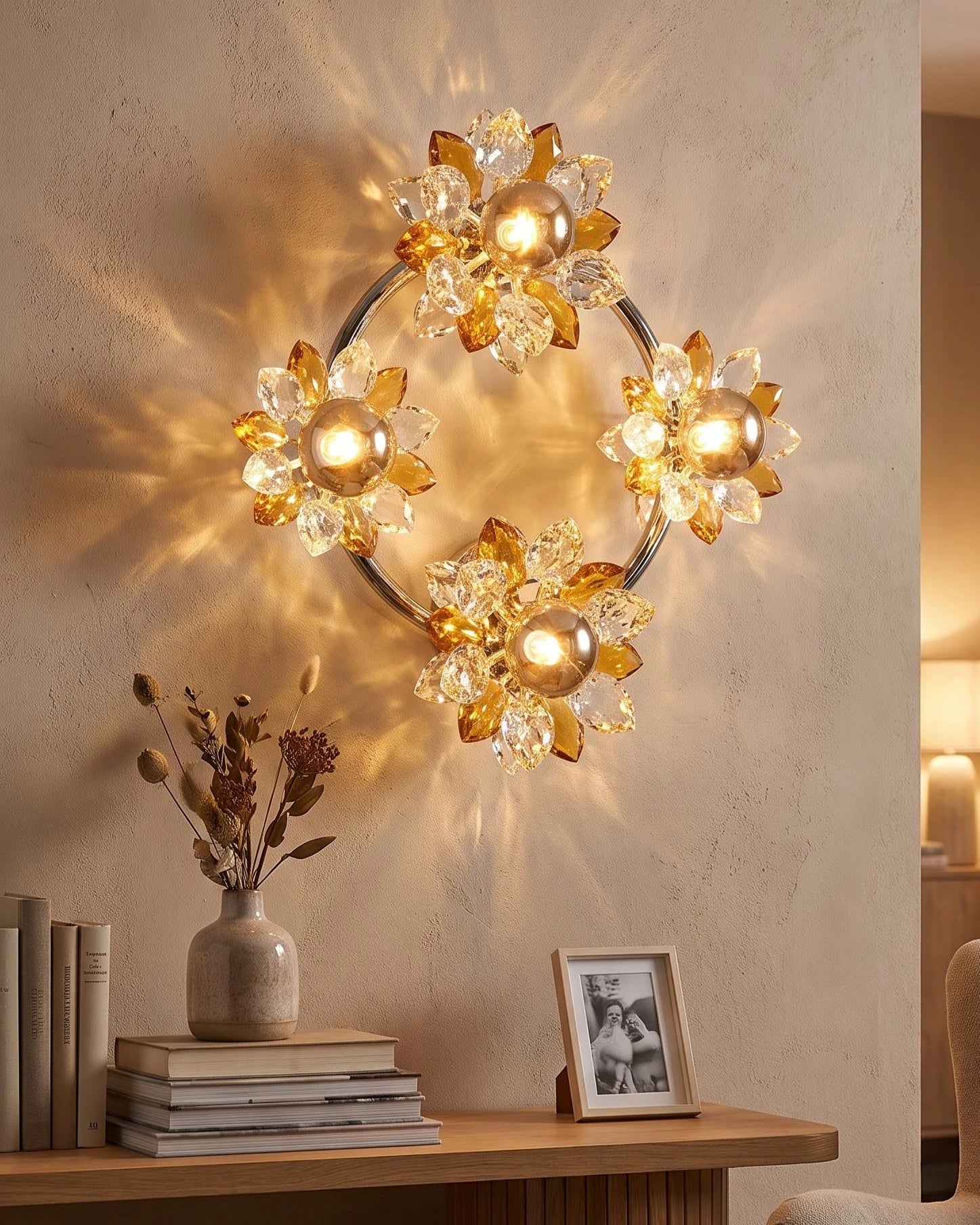 Crystal Floral Ring LED Wall Light 