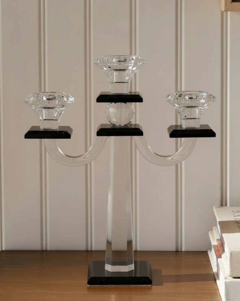 Crystal Elegance 3-Arm Candle Stand 