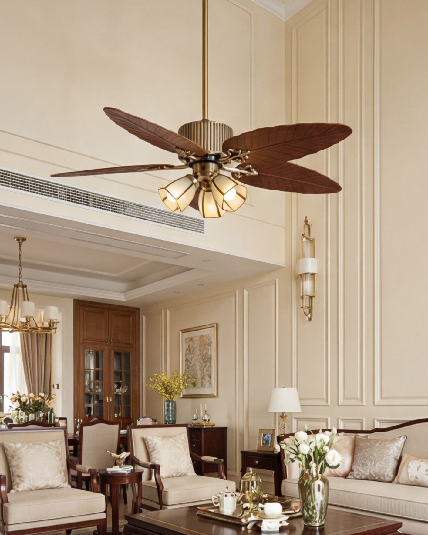 Palm Leaf Vintage Ceiling Fan with 3 Lights 