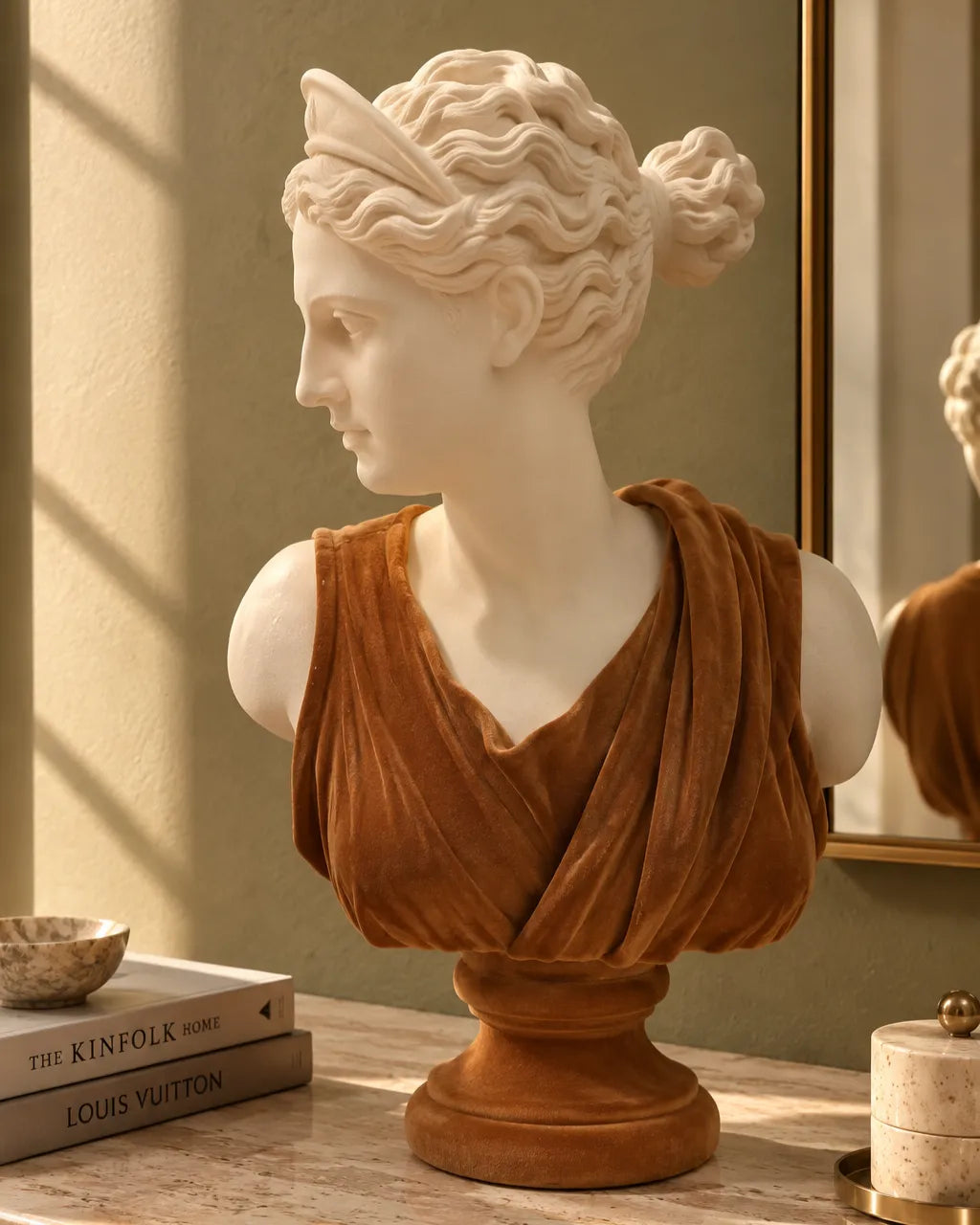 The Artemis Draped Velvet Bust Sculpture