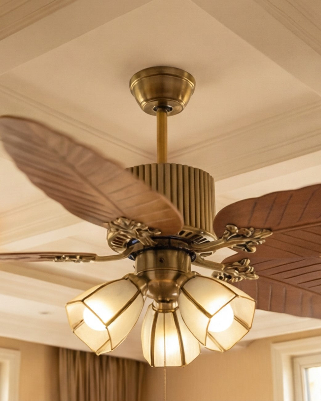 Palm Leaf Vintage Ceiling Fan with 3 Lights 