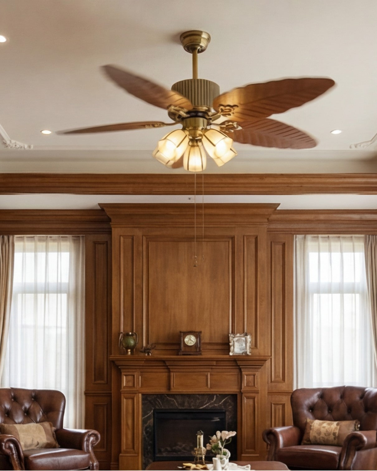 Palm Leaf Vintage Ceiling Fan with 3 Lights 