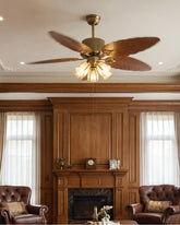 Palm Leaf Vintage Ceiling Fan with 3 Lights 