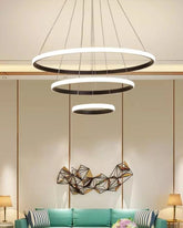 Modern Circular - 3 Tire LED Chandelier - Black - The Decor Kart 