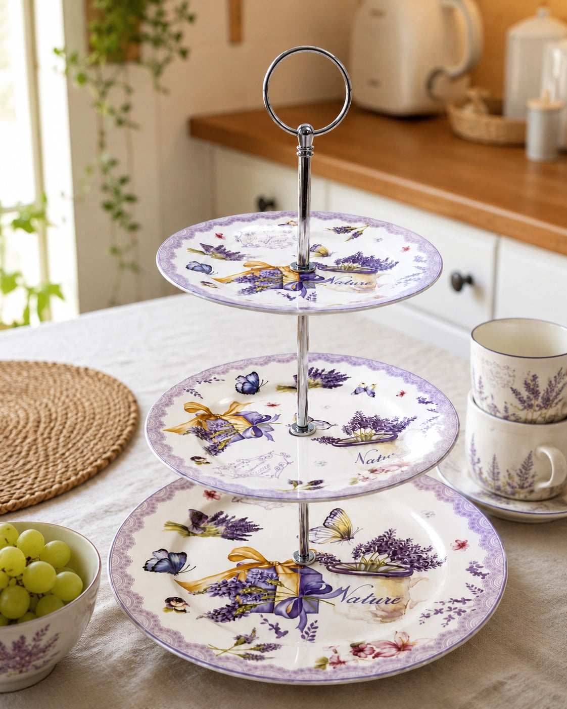 Lavender Floral 3-Tier Cake Stand 