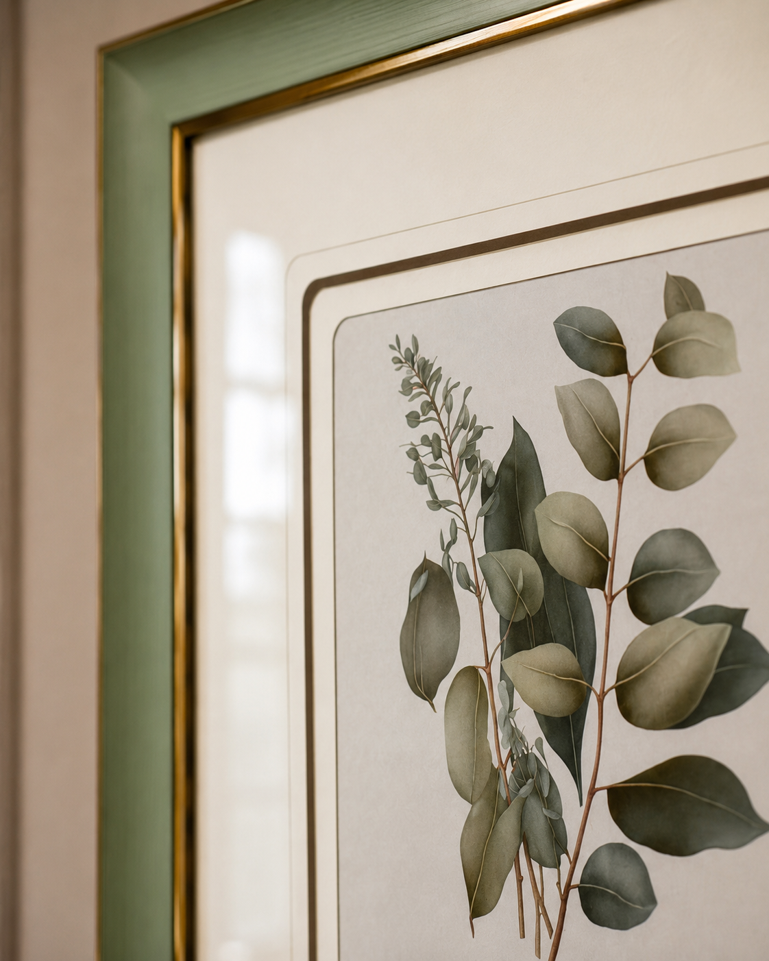 Green Eucalyptus Leaves Print "25x25" Inches 