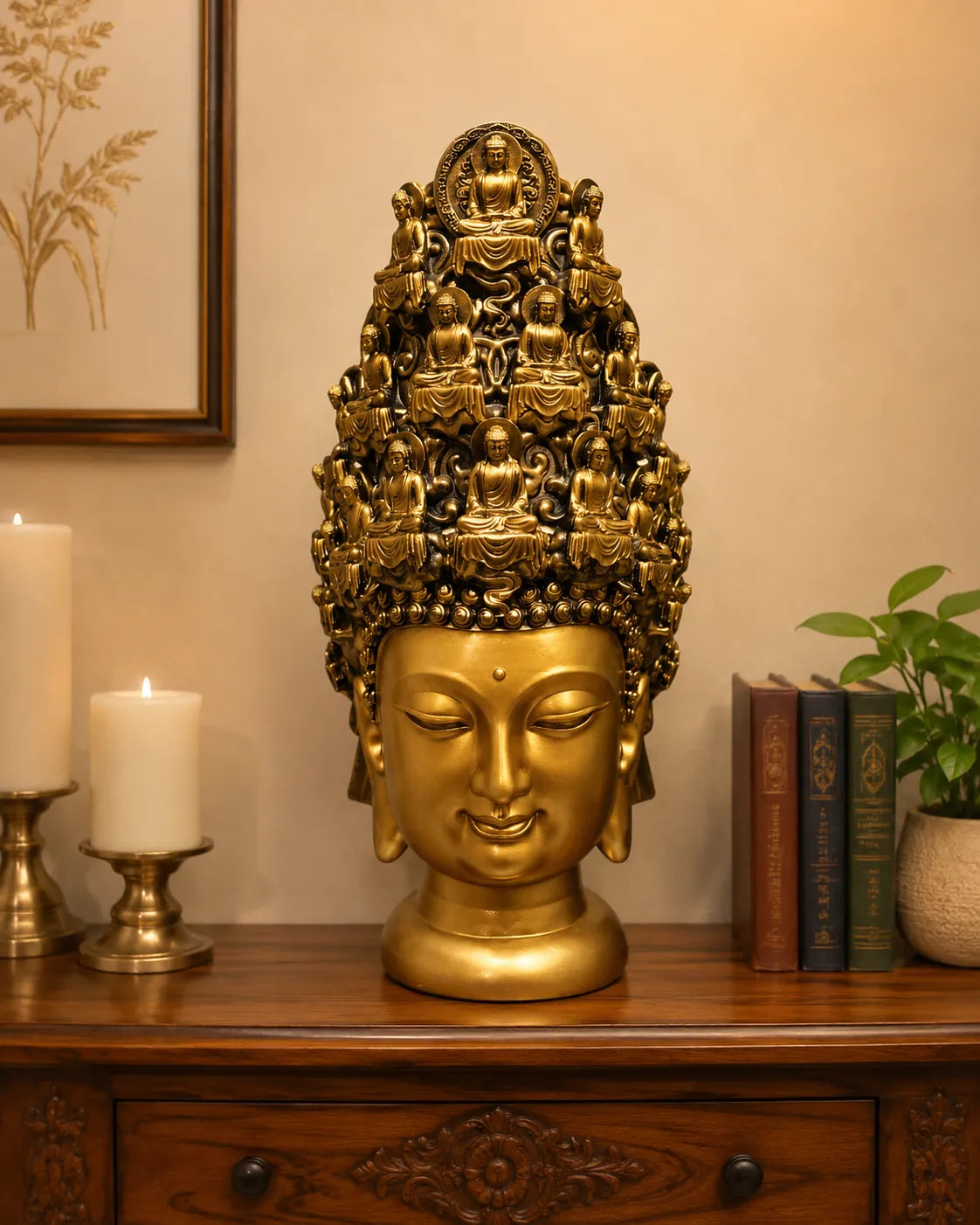 Crown of a Thousand Buddhas Golden Sculpture