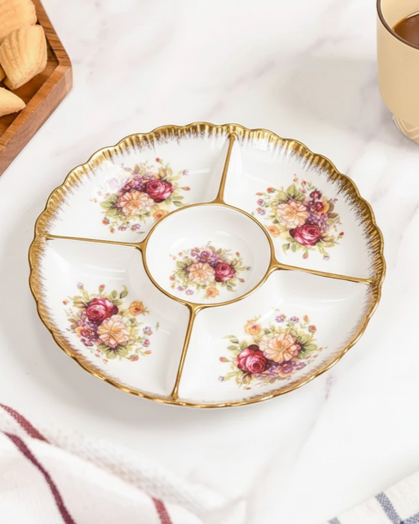 Vintage Floral Chip & Dip Platter 