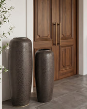 Charcoal Matte Textured Floor Vase - Set Of 2