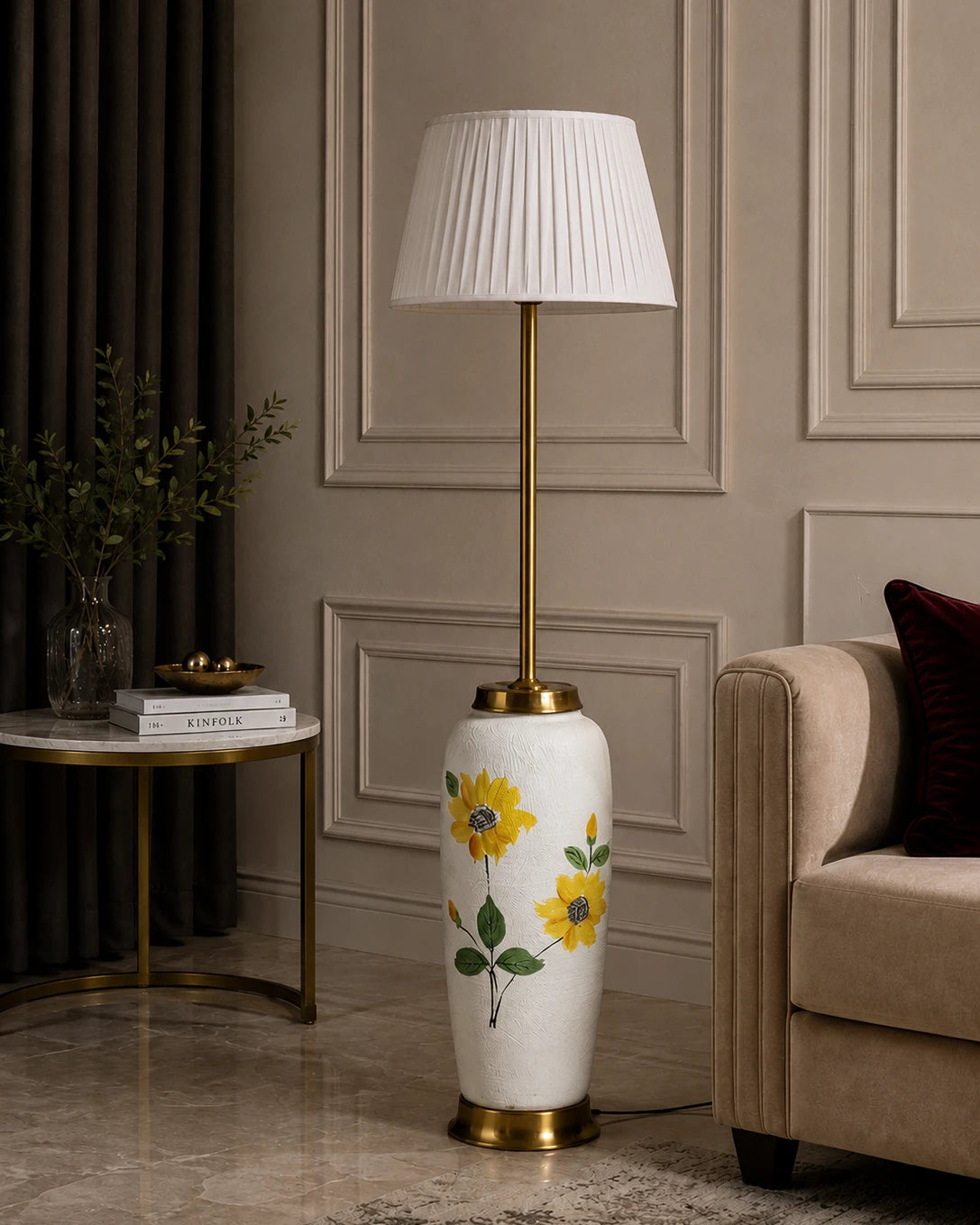 Hand Painted Sunflower Floor Lamp