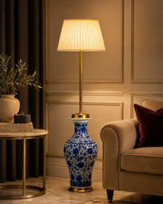 Oriental Indigo Floral Floor Lamp