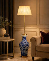 Oriental Indigo Floral Floor Lamp 