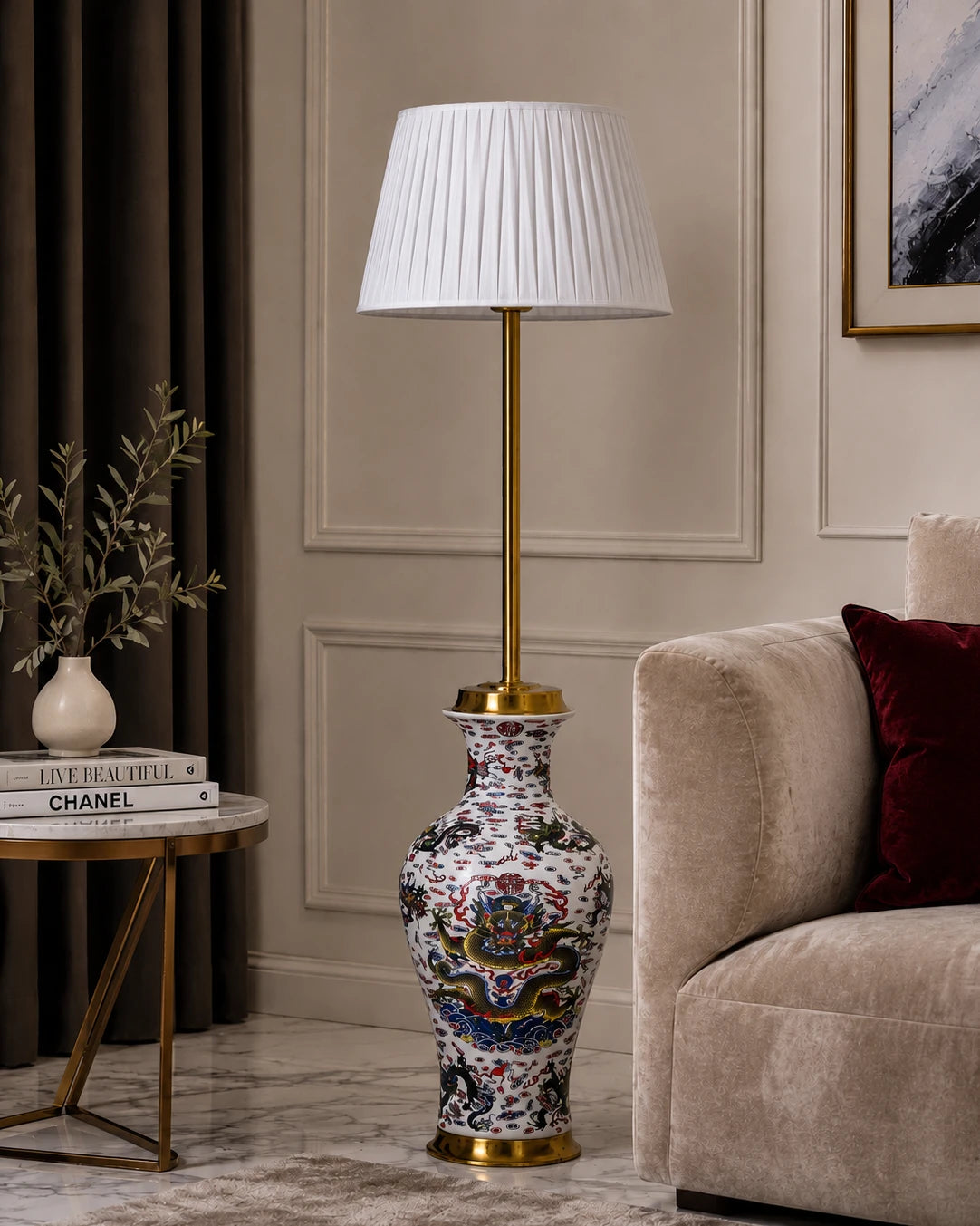 Dragon Motifs Symbolizing Floor Lamp 