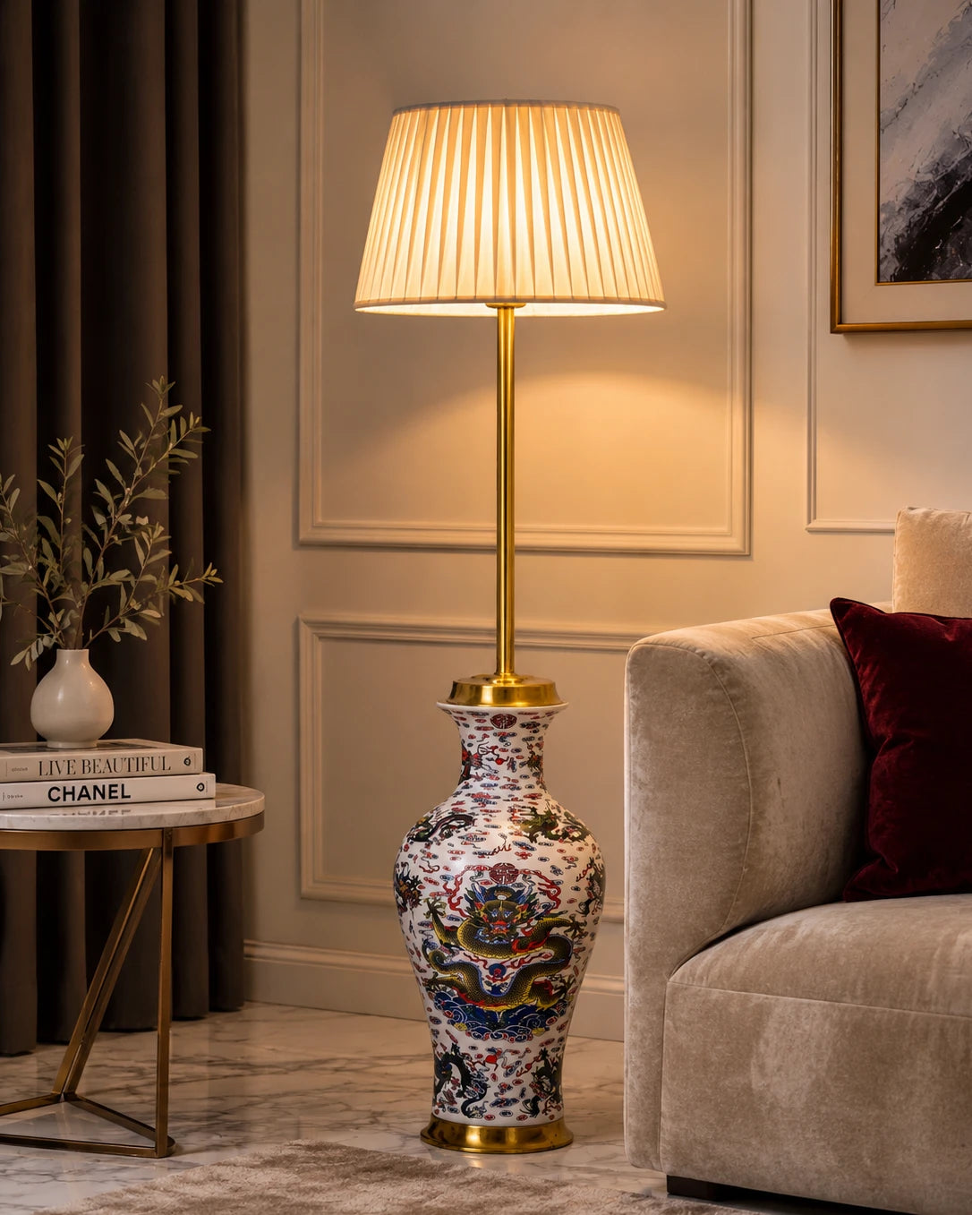 Dragon Motifs Symbolizing Floor Lamp 