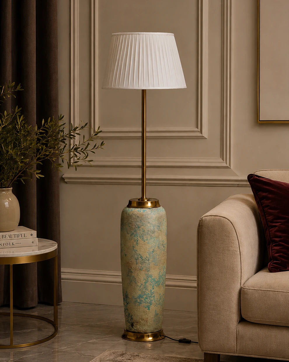 Antique Teal Textured Floor Lamp