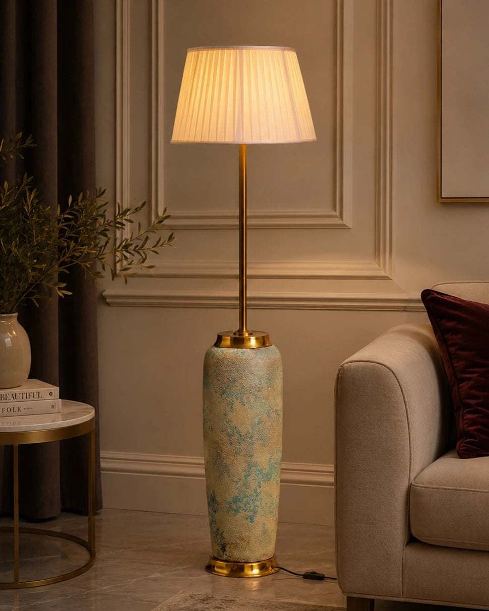 Antique Teal Textured Floor Lamp