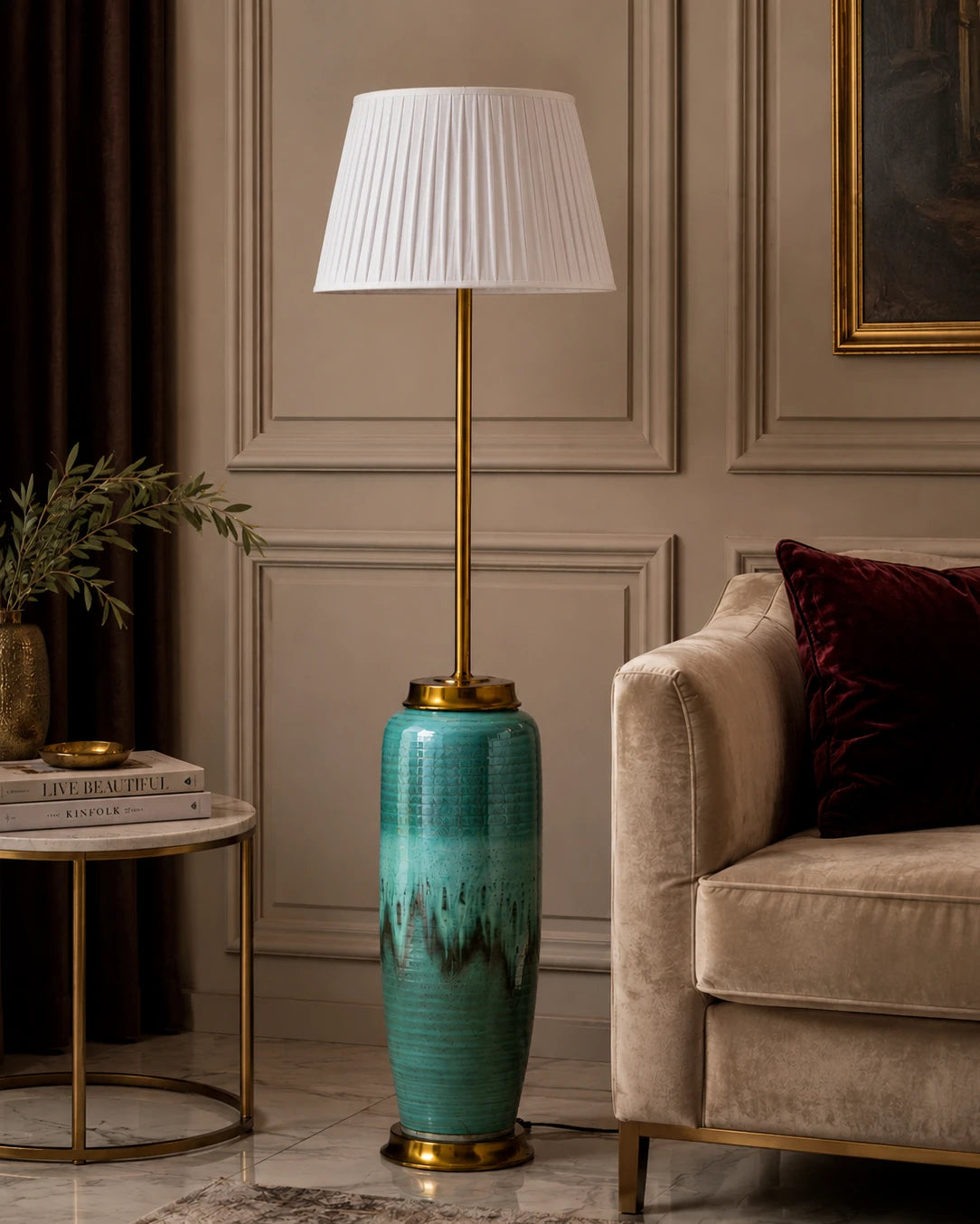 Deep Emerald Textured Floor Lamp