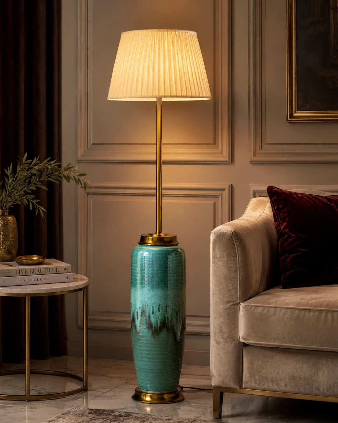 Deep Emerald Textured Floor Lamp