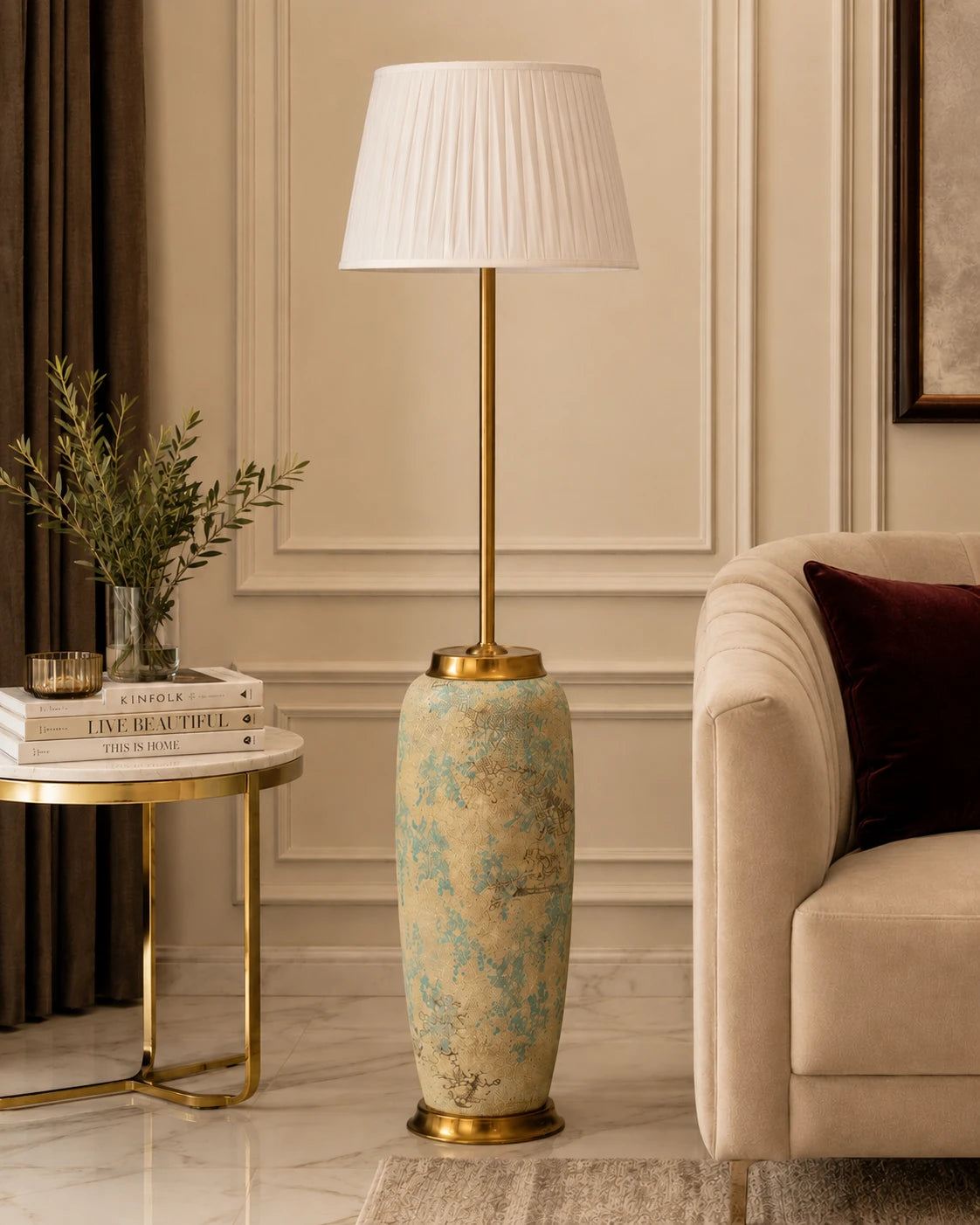 Antique Teal Textured Floor Lamp 