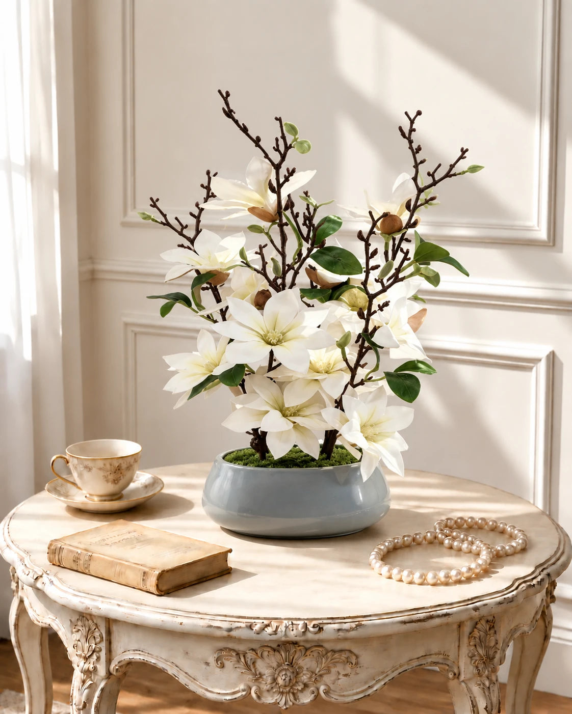 Magnolia Artificial Flower Arrangement - White