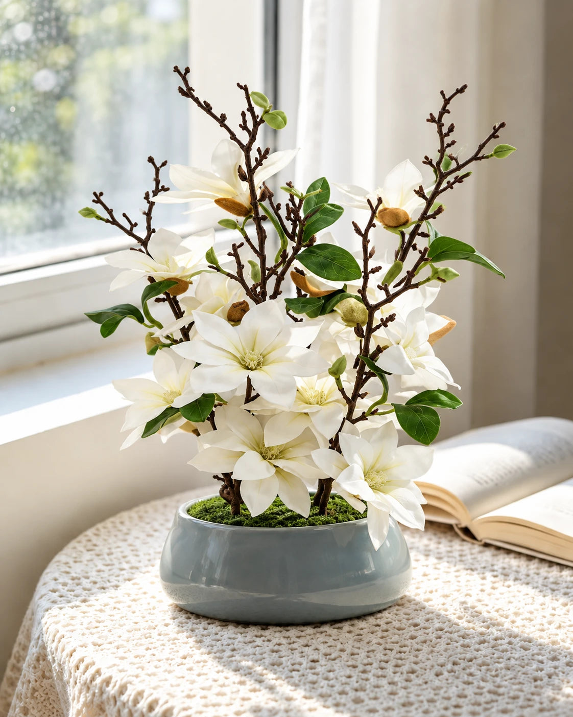 Magnolia Artificial Flower Arrangement - White