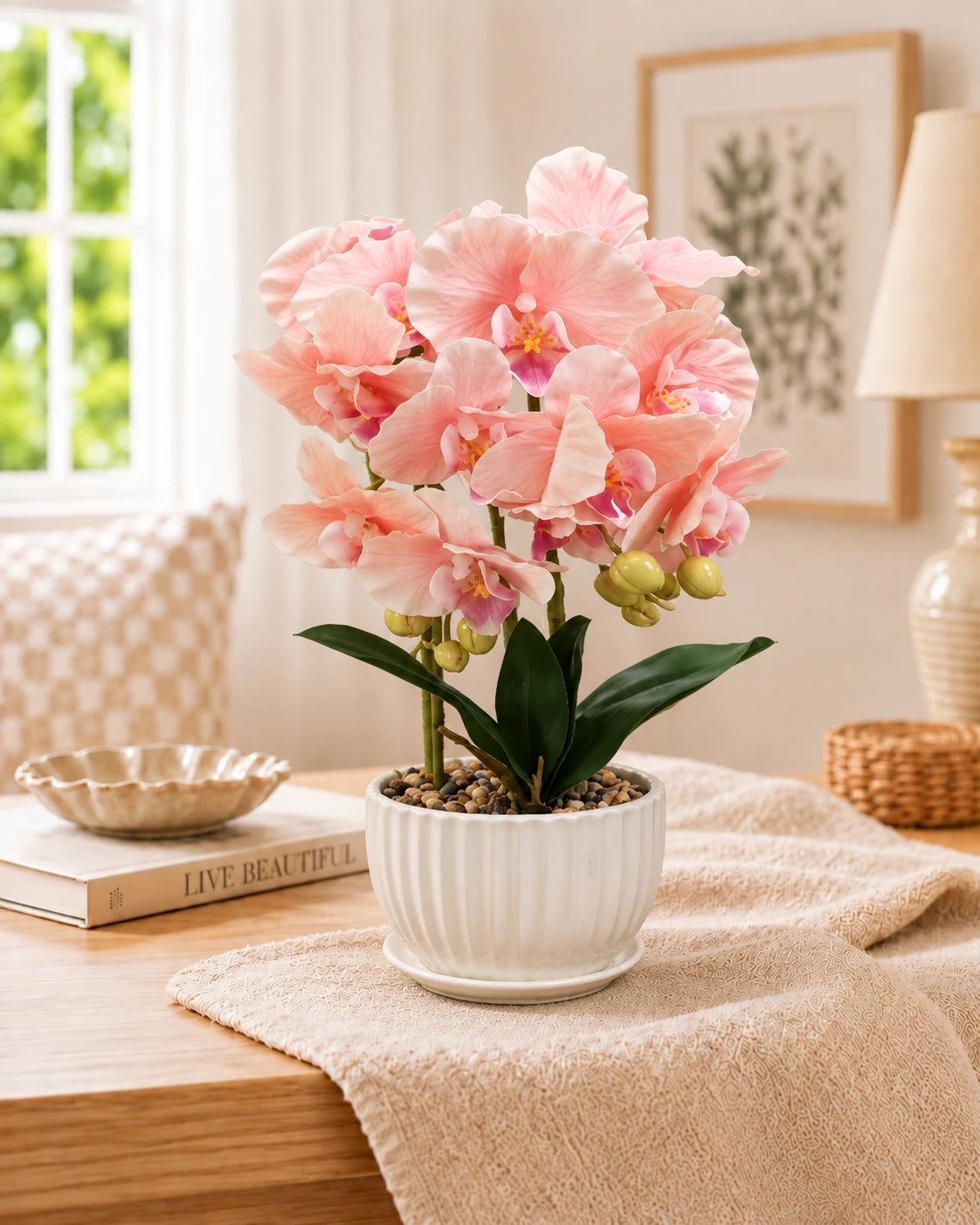 Moth Orchid Artificial Flower Arrangement - Peach